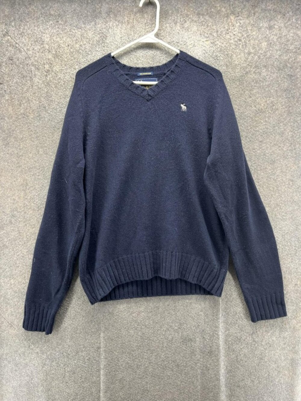 Abercrombie & Fitch Sweater Men Large Blue V Neck Wool Cashmere Pullover Logo